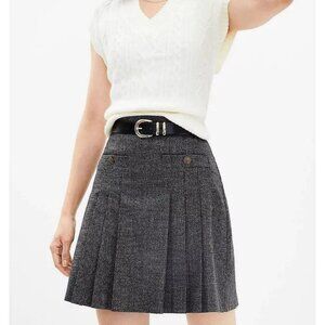 NEW LOFT Houndstooth Brushed Flannel Pleated Pocket Skirt Size 10